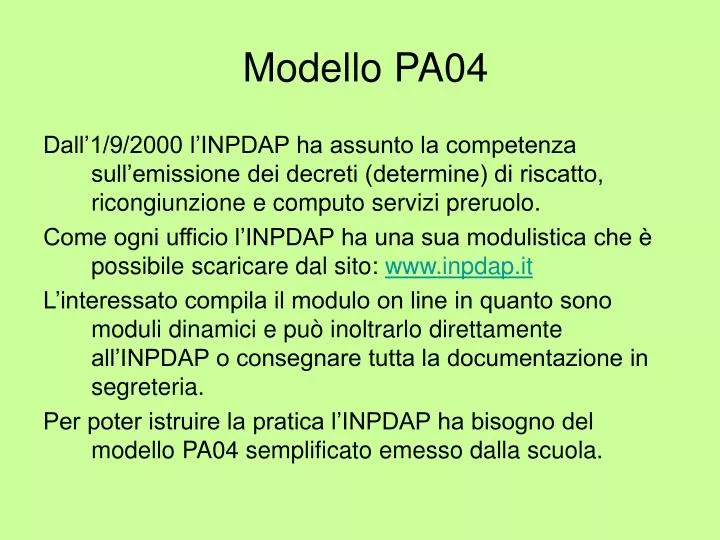 modello pa04