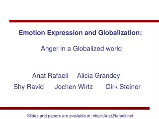 Emotion Expression and Globalization: Anger in a Globalized world