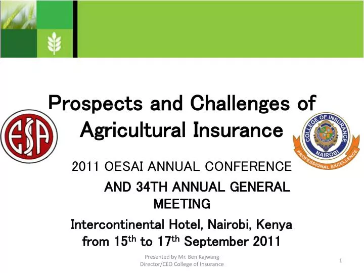 prospects and challenges of agricultural insurance