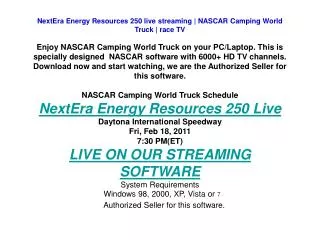 NextEra Energy Resources 250 live streaming | NASCAR Camping