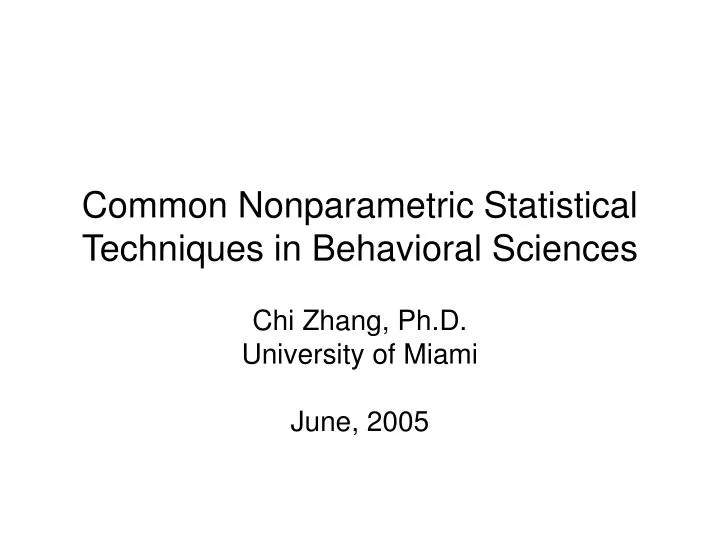 common nonparametric statistical techniques in behavioral sciences