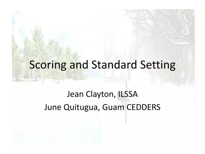 scoring and standard setting