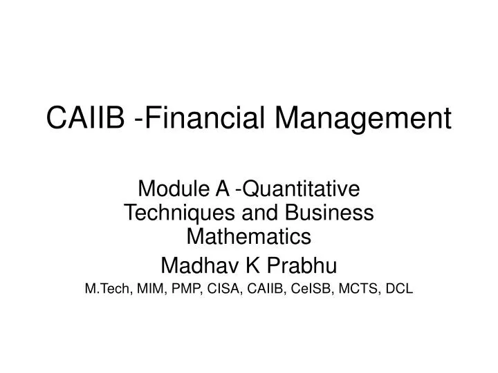caiib financial management