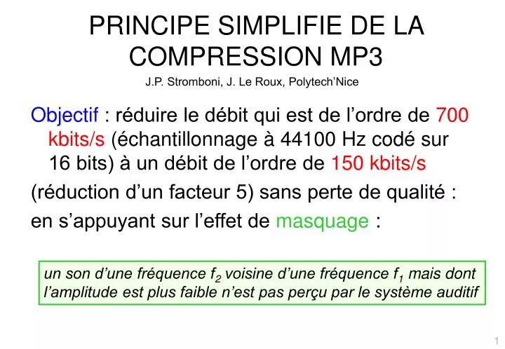 principe simplifie de la compression mp3