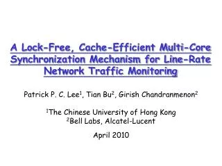 A Lock-Free, Cache-Efficient Multi-Core Synchronization Mechanism for Line-Rate Network Traffic Monitoring