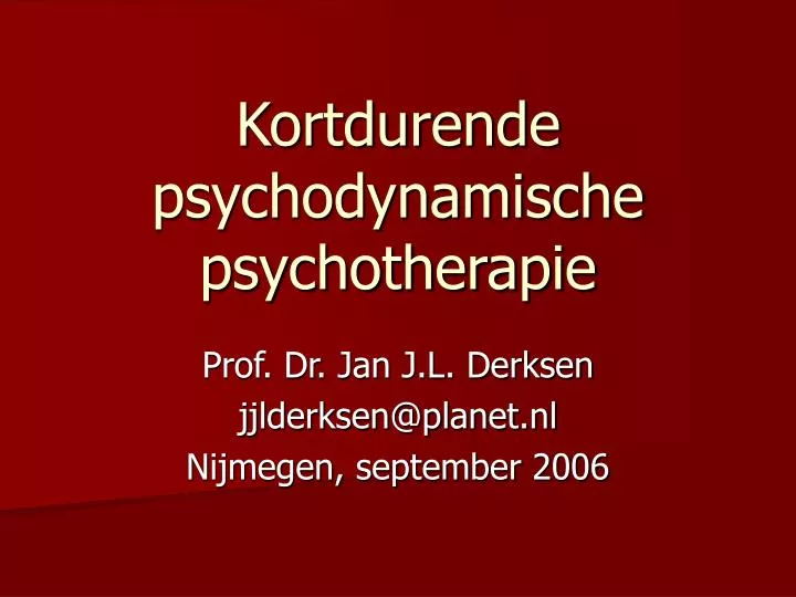 kortdurende psychodynamische psychotherapie