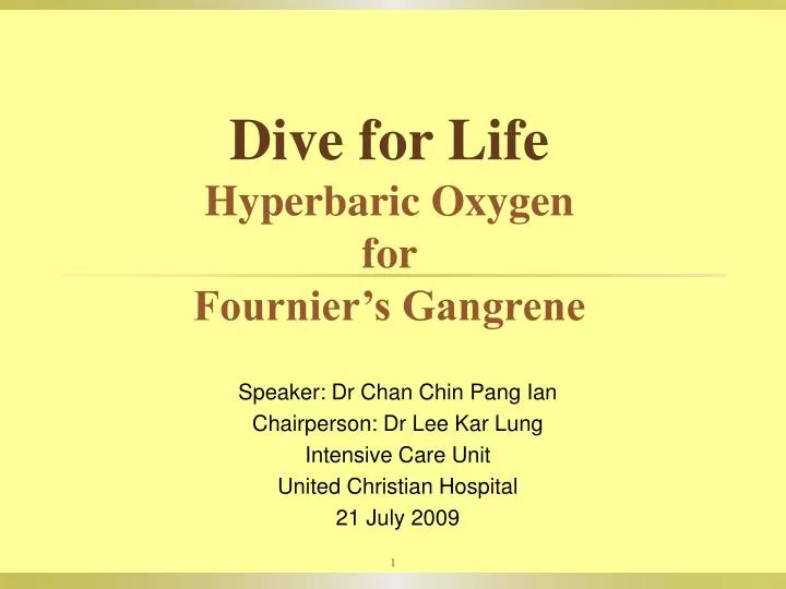 dive for life hyperbaric oxygen for fournier s gangrene