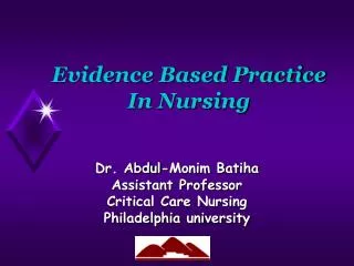 Evidence Based Practice In Nursing