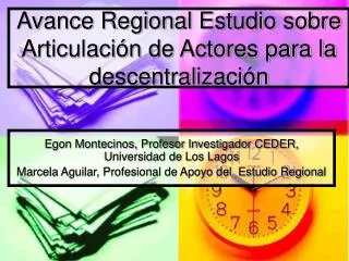 Avance Regional Estudio sobre Articulación de Actores para la descentralización