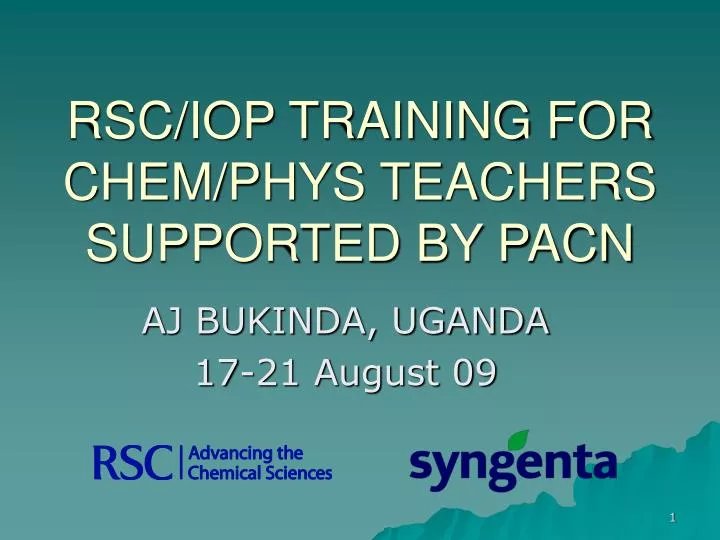rsc iop training for chem phys teachers supported by pacn
