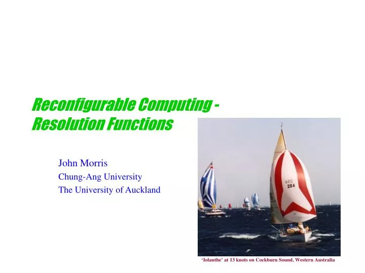 reconfigurable computing resolution functions
