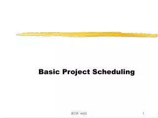 Basic Project Scheduling