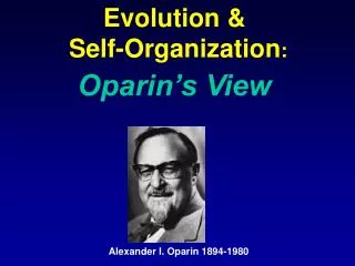 Evolution &amp; Self-Organization :