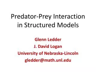 Predator-Prey Interaction in Structured Models