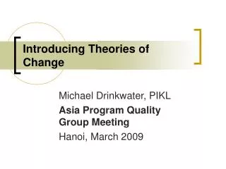 Introducing Theories of Change