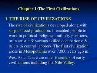 Chapter 1:The First Civilizations