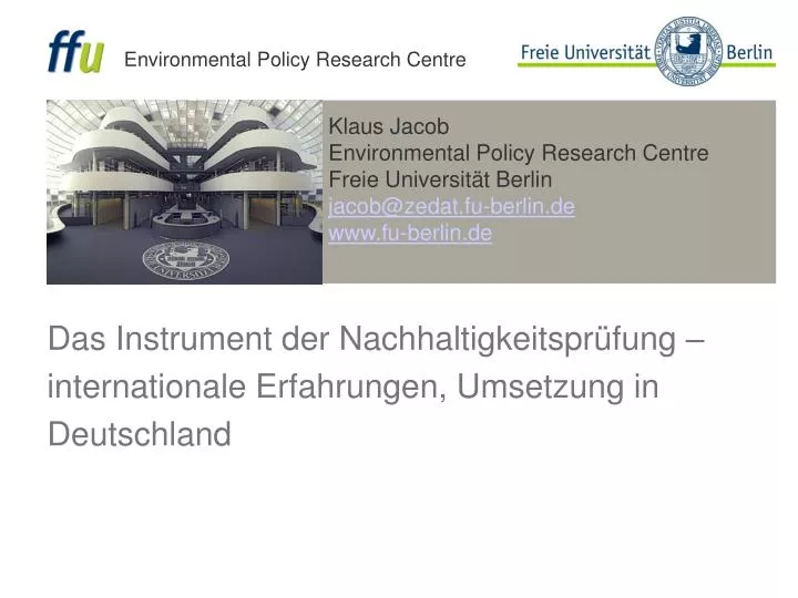 das instrument der nachhaltigkeitspr fung internationale erfahrungen umsetzung in deutschland