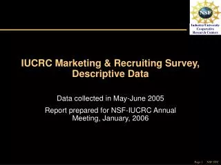 IUCRC Marketing &amp; Recruiting Survey, Descriptive Data