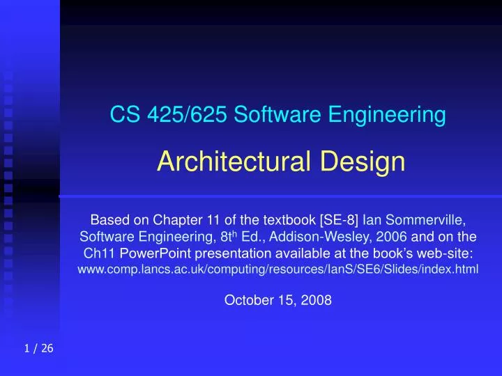 cs 425 625 software engineering architectural design