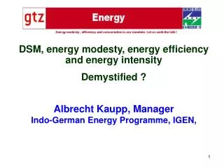 Albrecht Kaupp, Manager Indo-German Energy Programme, IGEN,