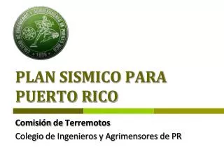 PLAN SISMICO PARA PUERTO RICO