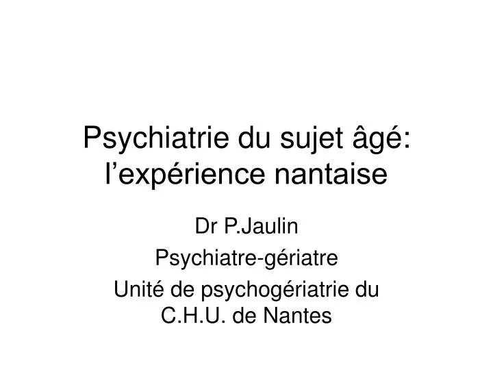 psychiatrie du sujet g l exp rience nantaise