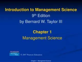 Introduction to Management Science 9 th Edition by Bernard W. Taylor III