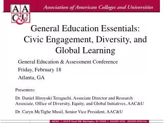 General Education Essentials: Civic Engagement, Diversity, and Global Learning