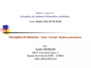 ue303 c cours n 6 conception de syst me d information multim dia