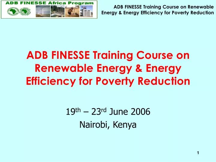 adb finesse training course on renewable energy energy efficiency for poverty reduction