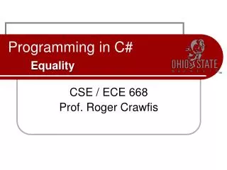 Programming in C# Equality
