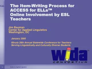 The Item-Writing Process for ACCESS for ELLs™ Online Involvement by ESL Teachers