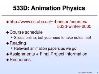 533D: Animation Physics