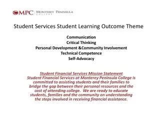 Student Services Student Learning Outcome Theme