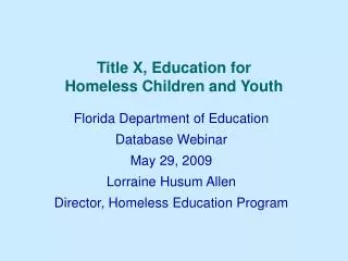 Title X, Education for Homeless Children and Youth