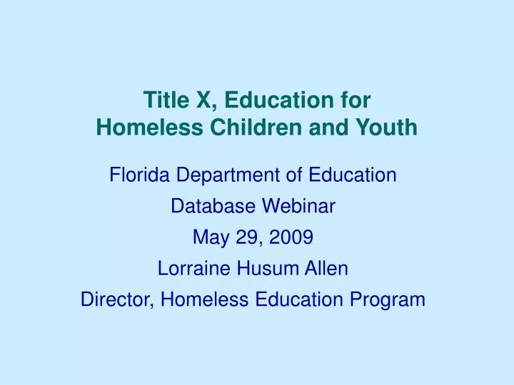 title x education for homeless children and youth
