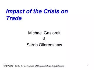 Impact of the Crisis on Trade