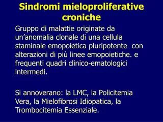 sindromi mieloproliferative croniche