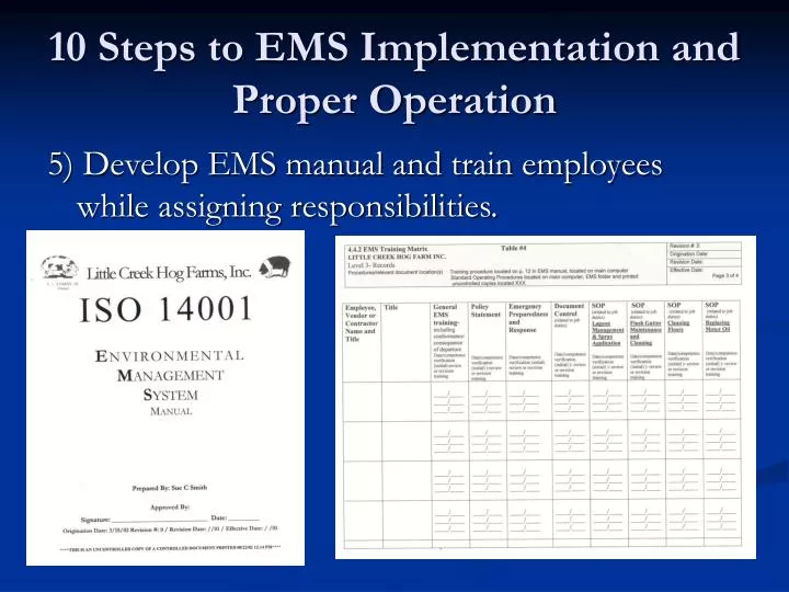10 steps to ems implementation and proper operation