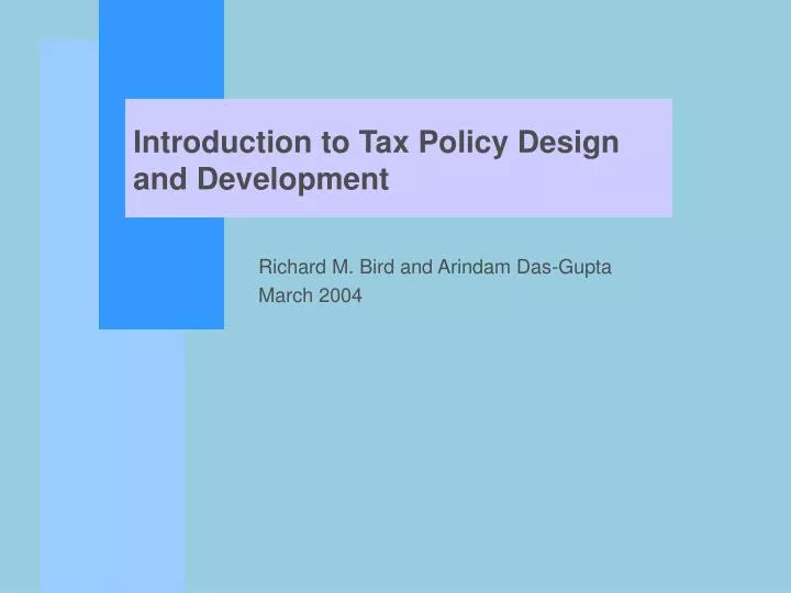 introduction to tax policy design and development