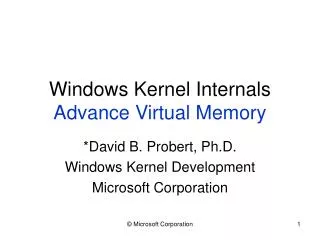 Windows Kernel Internals Advance Virtual Memory