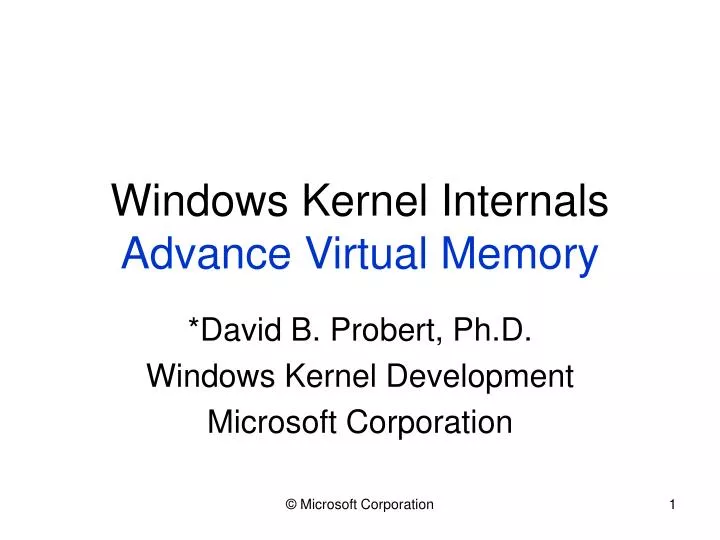 windows kernel internals advance virtual memory