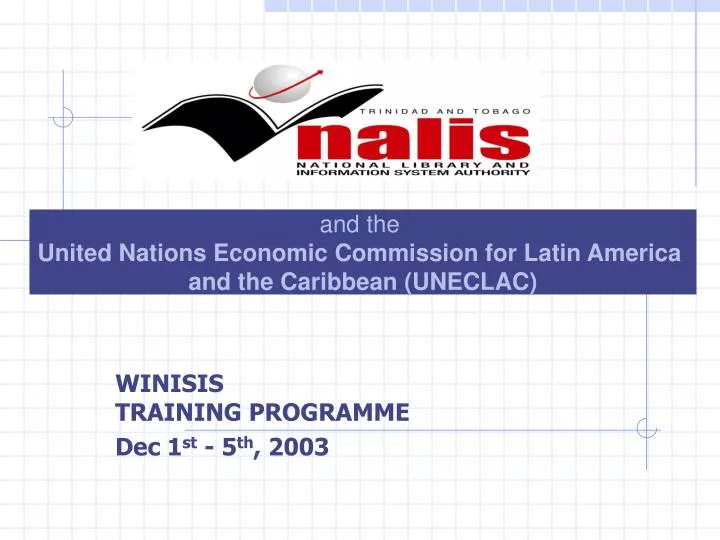 winisis training programme dec 1 st 5 th 2003