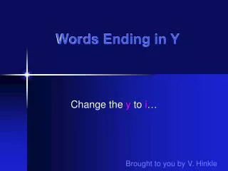 Words Ending in Y