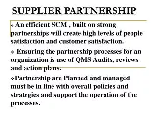 SUPPLIER PARTNERSHIP