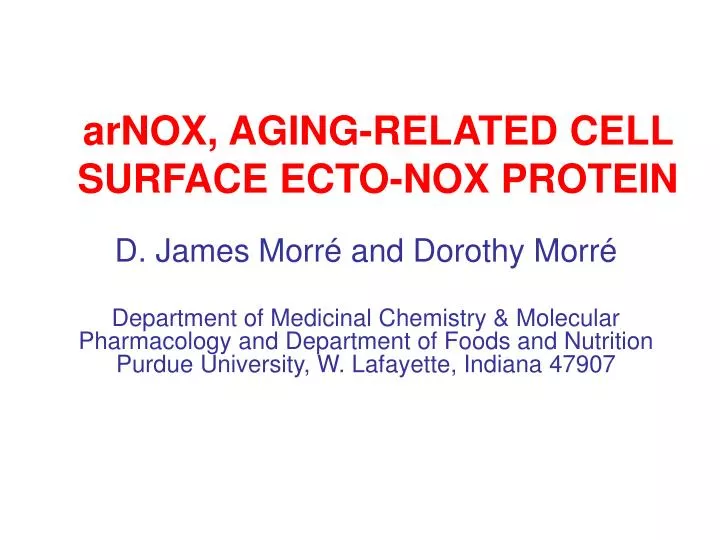 arnox aging related cell surface ecto nox protein