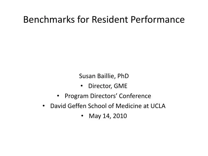 benchmarks for resident performance