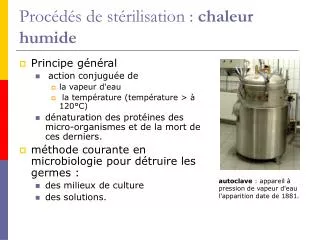 proc d s de st rilisation chaleur humide