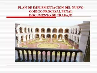 PLAN DE IMPLEMENTACION DEL NUEVO CODIGO PROCESAL PENAL DOCUMENTO DE TRABAJO