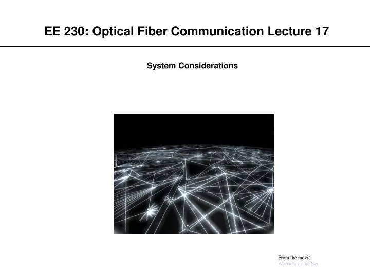 ee 230 optical fiber communication lecture 17